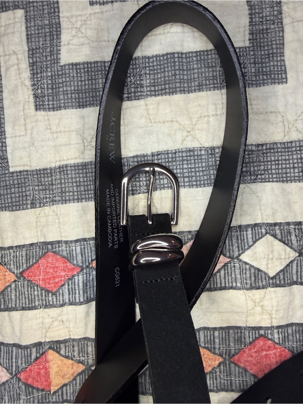 J. Crew Black Leather Belt with Silver-Tone Buckle NWOT - Picture 2 of 3